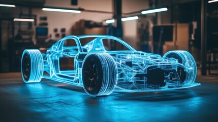 Poster - Futuristic Transparent Car Design Illustrating Innovative Technology