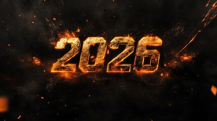 Poster - Glowing Fire and Smoke Text Effect for Year 2026 Celebration