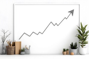 Poster - crisp white border with an ascending financial infographic and directional arrow representing a pros