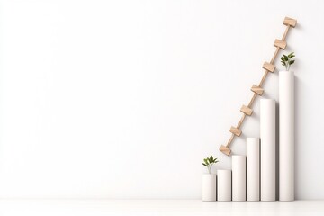 Poster - Thriving Financial Growth Visualization with Ascending Graph on Minimalist White Background  Clean graphics depicting a prosperous economy and successful business performance data analytics