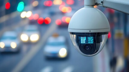 Poster - Surveillance Camera Overlooking Busy Urban Intersection at Night