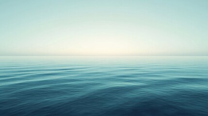Poster - Serene Ocean Horizon Under Soft Blue Sky at Sunset Moment