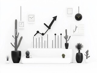 Poster - upward trending financial graph in minimalist digital a simple yet striking digital image featuring 