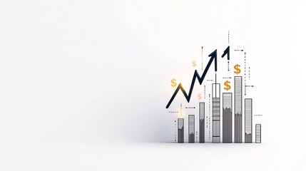 Poster - serene white background highlighting a financial graph with an ascending arrow