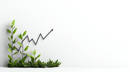 Poster - minimalist white backdrop showcasing an upward sloping financial graph representing a thriving busin