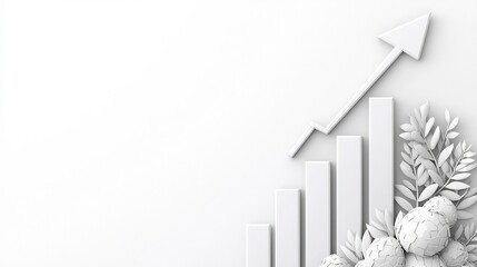 Poster - minimalist white background with an ascending financial graph and an upward pointing arrow conveying