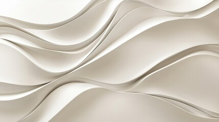 Fototapete - A vertical 3D design featuring flowing wave patterns in metallic tones, rising elegantly on a light backdrop