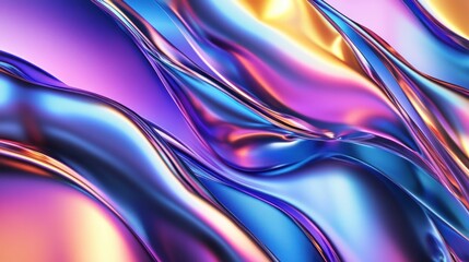 Fototapete - A vertical 3D design featuring flowing wave patterns in metallic tones, rising elegantly on a light backdrop