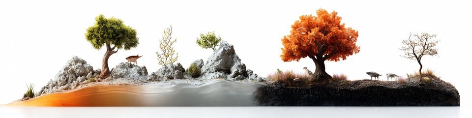 Poster - Conceptual diagram showcasing the frequency response of a species to fluctuations in its habitat conditions  The depicts a diverse natural landscape with seasonal variations