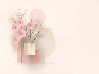 Poster - Serene and Calming Minimalist Landscape Scene with a Delicate Pastel Color Palette of Blended Pink and Beige Tones Subtle Textural Elements and a Sleek Modern Visual Style Influenced by the Movement