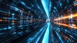 © Валерий Тодаренко - Digital tunnel of glowing particles, vibrant light trails, immersive and futuristic representation of cyber travel