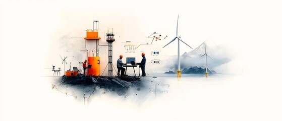 Poster - offshore wind turbine optimization group of engineers collaborating to enhance sustainable energy in
