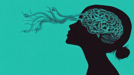 Poster - Creative Depiction of Human Brain with Abstract Lines and Shapes