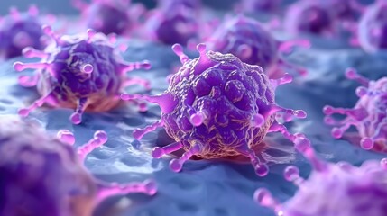 Poster - Colorful 3D Representation of Virus Structures Under Microscope