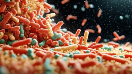 Aufkleber - Colorful Microscopic View of Bacteria on a Surface with Details