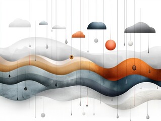 Poster - Intricate Rainfall Pattern Map A compelling digital showcasing the dynamic visualization of hydrological data analysis with lifelike fluid motion and a vivid color spectrum
