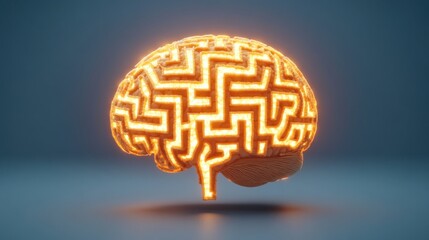 Aufkleber - Glowing Brain with Maze Design Symbolizing Complex Thought Processes