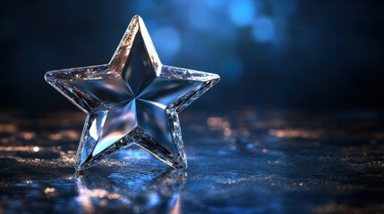 Poster - Crystal Star Shining Bright on a Sparkling Surface with Blur Background