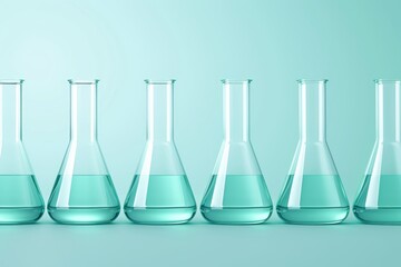 Poster - Variety of Clear Laboratory Glassware with Liquid on Minimal Table