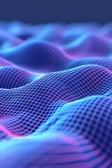 Poster - Abstract Digital Waves in Vibrant Blue and Pink Colors