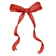 red ribbon bow cartoon watercolor