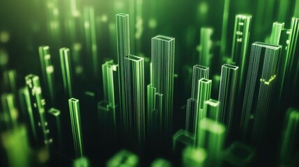 Poster - Abstract Green Cityscape with Digital Lines and Data Visualization