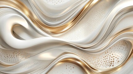 Fototapete - A dynamic 3D wallpaper with swirling geometric patterns in metallic tones, placed on a neutral white background