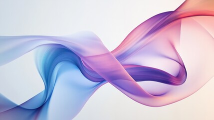 Fototapete - A minimalist 3D wallpaper with abstract flowing ribbons in subtle gradients, creating depth on a sleek white background