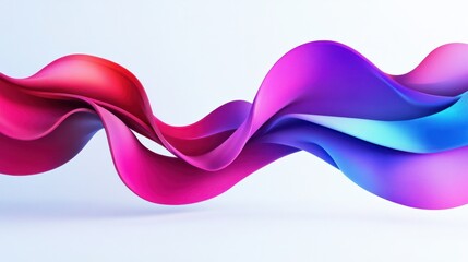 Fototapete - A minimalist 3D wallpaper with abstract flowing ribbons in subtle gradients, creating depth on a sleek white background