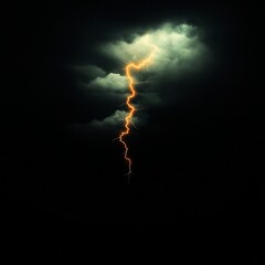 Fototapete - Intense electric lightning crackling and branching across a pitch black stormy night sky with ominous foreboding clouds in a dramatic expressionist style