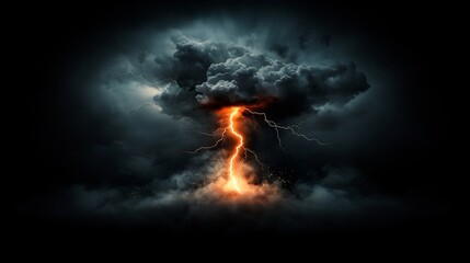 Fototapete - Mesmerizing thunderstorm with electric lightning bolts piercing through a brooding atmospheric backdrop portraying the magnificent power and energy of a dynamic cinematic inspired natural event