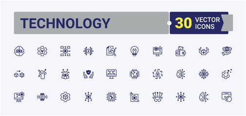 Poster - technology icons set. related to tech, collection, network, iot, graphic and more. collection for mo