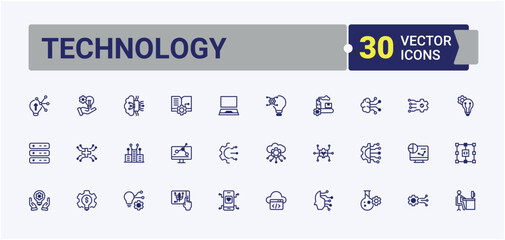Poster - technology icons set. related to tech, collection, network, iot, graphic and more. collection for mo