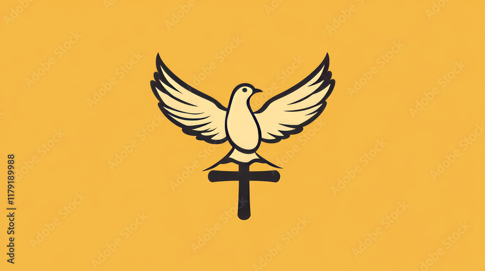 Ilustración de Stock Christianity religion vector icon with dove and ...