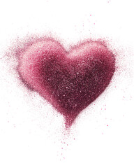 Poster - Red glitter heart with sparkling particles on transparent background. PNG image