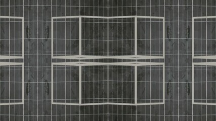 Fototapete - A minimalist pattern in motion, where symmetrical rectangular shapes are transformed against a dark background with a subtle texture. Digital seamless loop animation. 3d rendering 4K