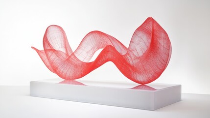 Poster - Elegant red flowing lines intersecting over a pristine white base, evoking innovation and energy.