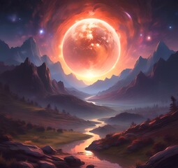 Illustration of outer planet with starry galaxy.
