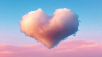 Wall Mural - a heart shaped cloud drifts gracefully through a pink sky at sunset, offering a picturesque view and