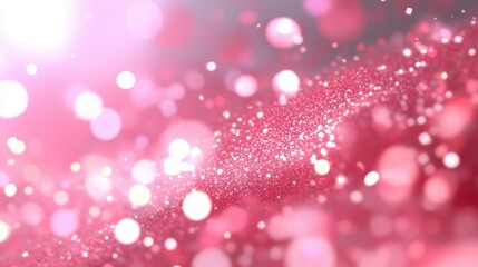 Poster - Bright pink fireworks burst in the night sky, creating a stunning backdrop filled with shimmering bokeh lights