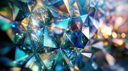 Poster - Abstract Crystal Facets: A Symphony of Light and Color