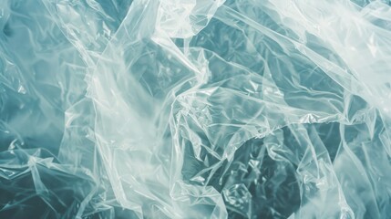Poster - The surface of crumpled transparent plastic displays a blend of light and texture, creating a captivating abstract design