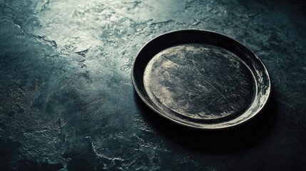 Poster - vintage metal plate resting on dark textured surface, conveying muted tones for artistic fitness-the
