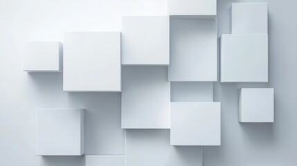 Aufkleber - Business Strategy Concept Modern White Cubes Arrangement on Light Gray Background with Ample Copyspace for Textual Ideas and Plans
