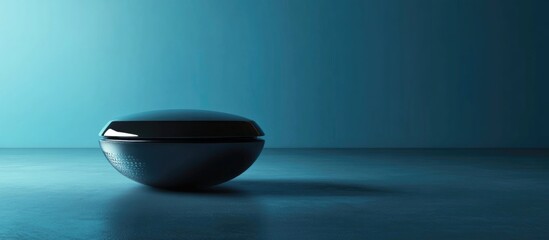 Poster - modern wireless internet wifi router icon on minimalist dark blue background with large copyspace fo