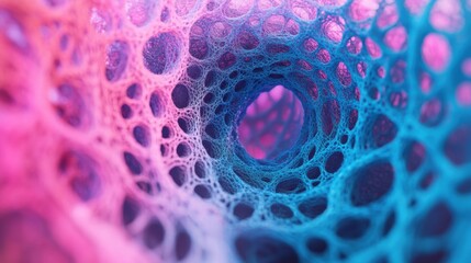 Poster - Vivid blue and pink spiral shape showcases intricate textures, creating a stunning abstract design that captures the viewer's attention