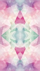 Poster - Abstract Pastel Geometric Kaleidoscope: A Symphony of Pink, Purple, and Green Polygons