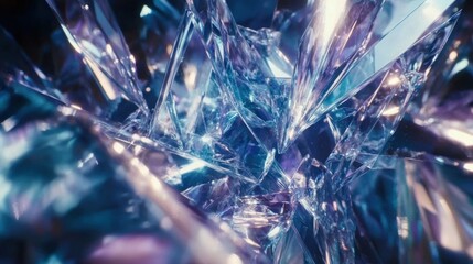 Poster - Abstract Crystal Fractal: A Symphony of Blue and Purple Hues