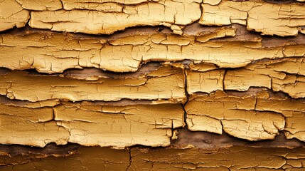 Wall Mural - Textured golden cracked paint on wood surface