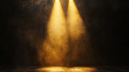 Poster - Warm Spotlight Shine on Dark Background with Dusty Aura Effect
